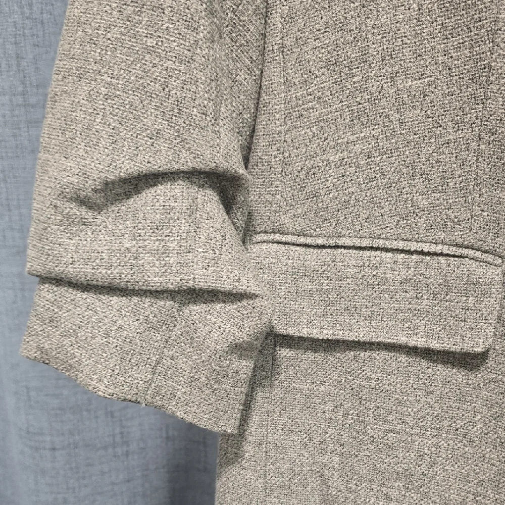 H&M Light Gray Women's Textured Blazer 3/4 Scrunched Sleeves Size Large - Picture 5 of 9